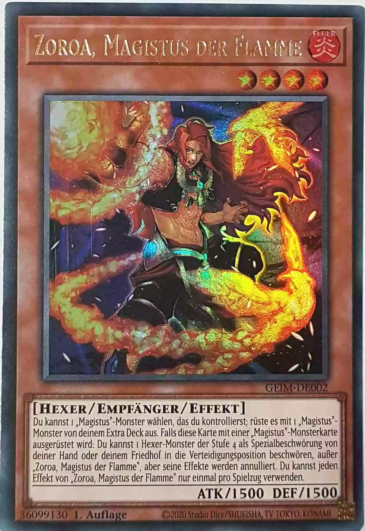 Zoroa, Magistus der Flamme GEIM-DE002 ist in Ultra Rare Yu-Gi-Oh Karte aus Genesis Impact 1. Auflage