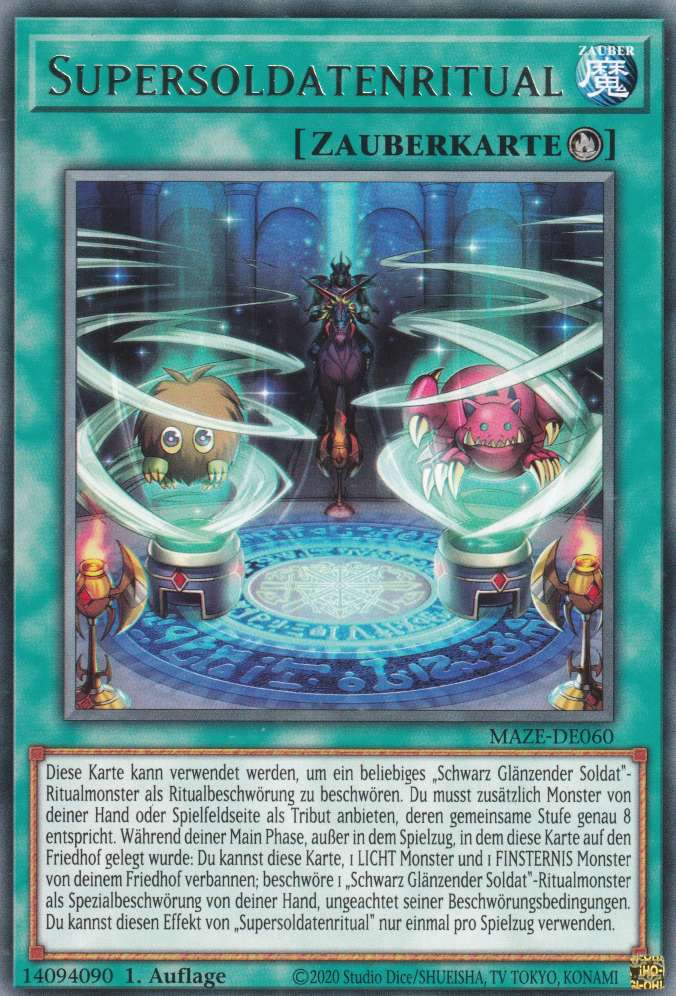 Supersoldatenritual MAZE-DE060 ist in Rare Yu-Gi-Oh Karte aus Maze of Memories 1.Auflage