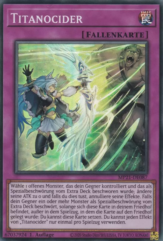 Titanocider MP21-DE087 ist in Super Rare Yu-Gi-Oh Karte aus Tin of Ancient Battles 1.Auflage