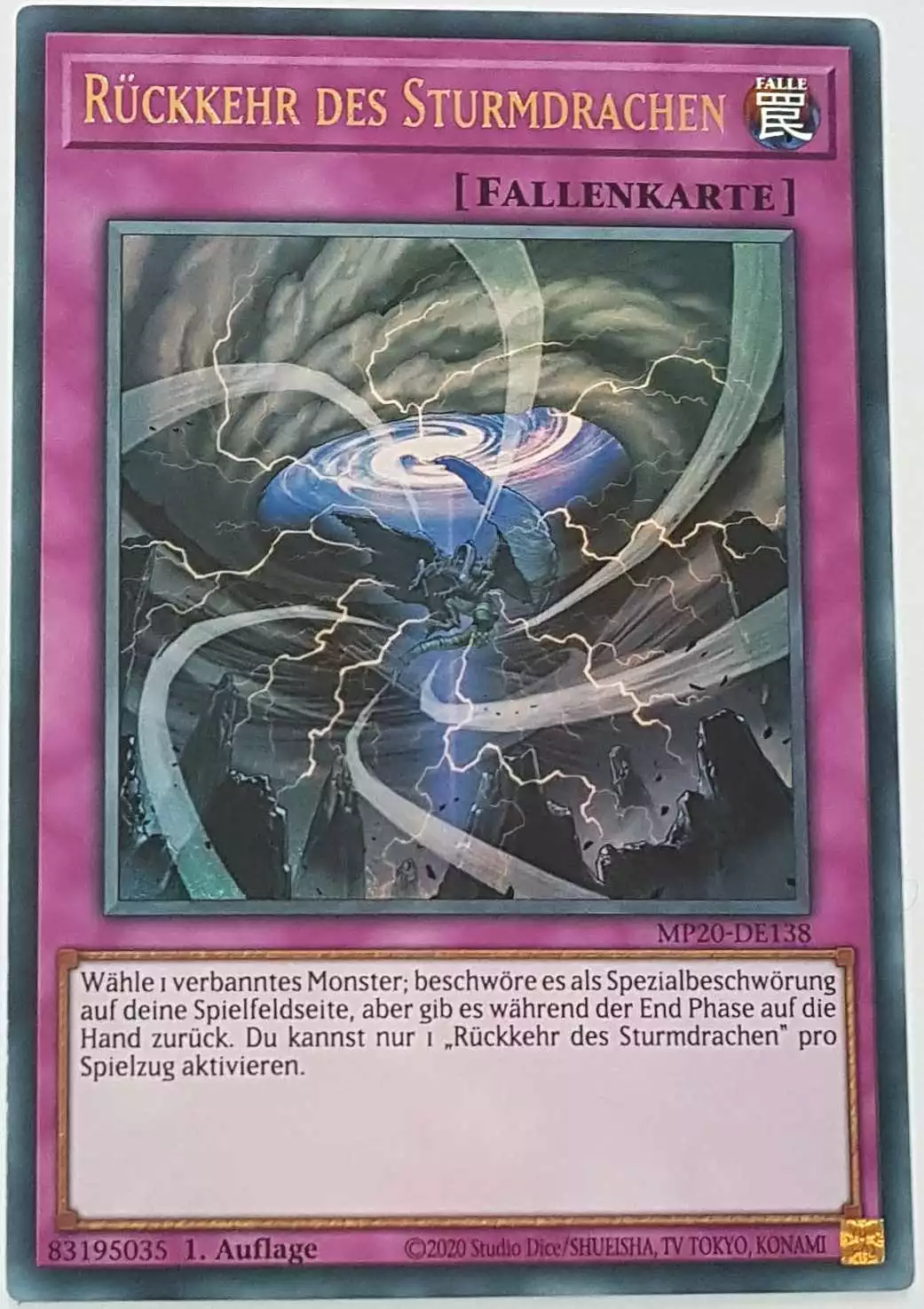 Rückkehr des Sturmdrachen MP20-DE138 ist in Ultra Rare Yu-Gi-Oh Karte aus 2020 Tin of Lost Memories 1.Auflage