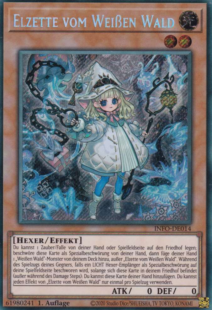 Elzette vom Weißen Wald INFO-DE014 ist in Secret Rare Yu-Gi-Oh Karte aus The Infinite Forbidden 1.Auflage