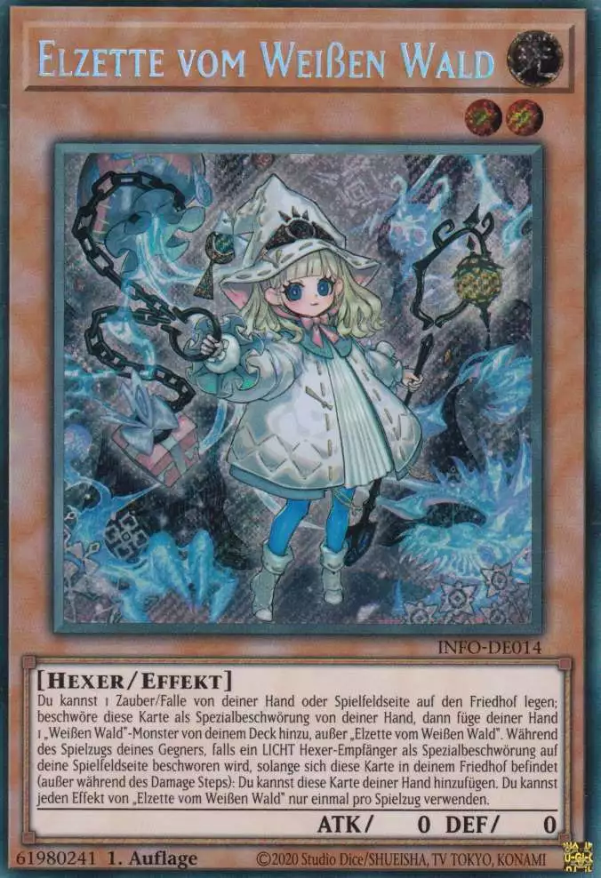 Elzette vom Weißen Wald INFO-DE014 ist in Secret Rare Yu-Gi-Oh Karte aus The Infinite Forbidden 1.Auflage
