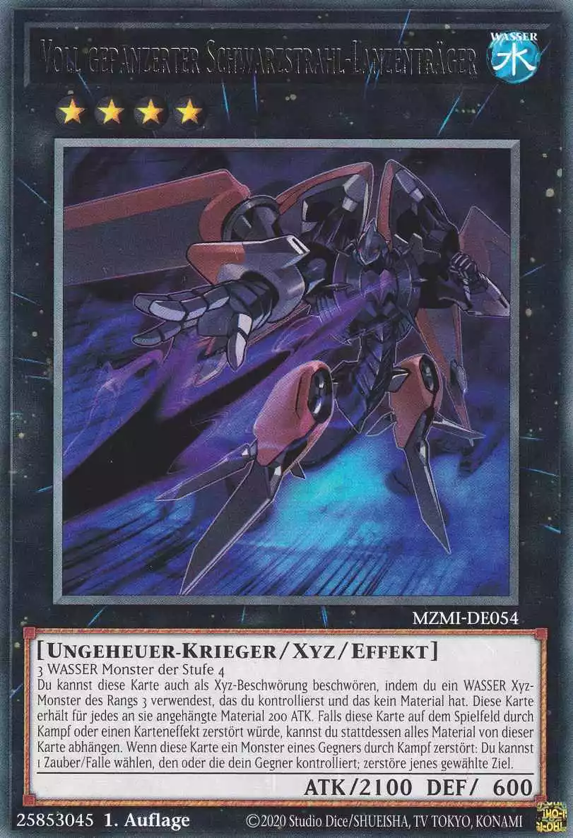 Voll gepanzerter Schwarzstrahl-Lanzenträger MZMI-DE054 ist in Rare Yu-Gi-Oh Karte aus Maze of Millennia 1.Auflage