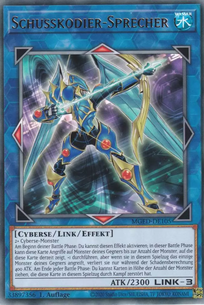 mged-de105-schusskodier-sprecher-rare-maximum-gold-el-dorado Schusskodier-Sprecher MGED-DE105 ist in Rare Yu-Gi-Oh Karte aus Maximum Gold El Dorado 1.Auflage