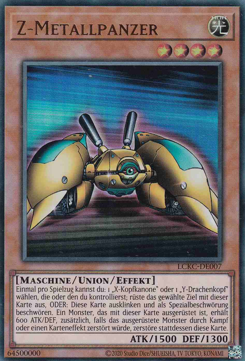 Z-Metallpanzer Ultra Rare LCKC-DE007 Yugioh Karte Z-Metallpanzer LCKC-DE007 ist in Ultra Rare Yu-Gi-Oh Karte aus Legendary Collection Kaiba unlimitiert