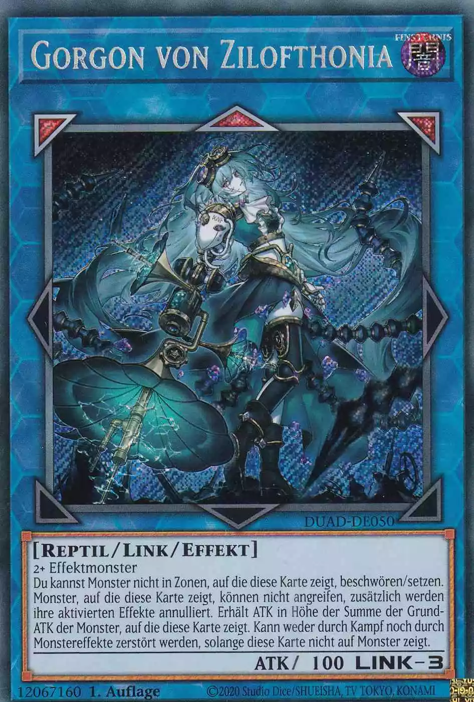 Gorgon von Zilofthonia Secret Rare DUAD-DE050 Yugioh Karte Gorgon von Zilofthonia DUAD-DE050 ist in Secret Rare Yu-Gi-Oh Karte aus Duelist’s Advance 1.Auflage