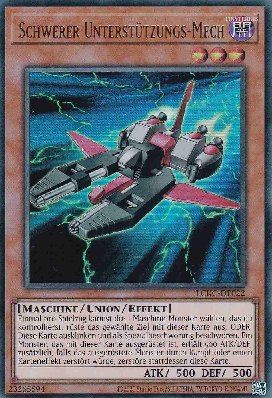 Schwerer Unterstützungs-Mech Ultra Rare LCKC-DE022 Yugioh Karte Schwerer Unterstützungs-Mech LCKC-DE022 ist in Ultra Rare Yu-Gi-Oh Karte aus Legendary Collection Kaiba unlimitiert
