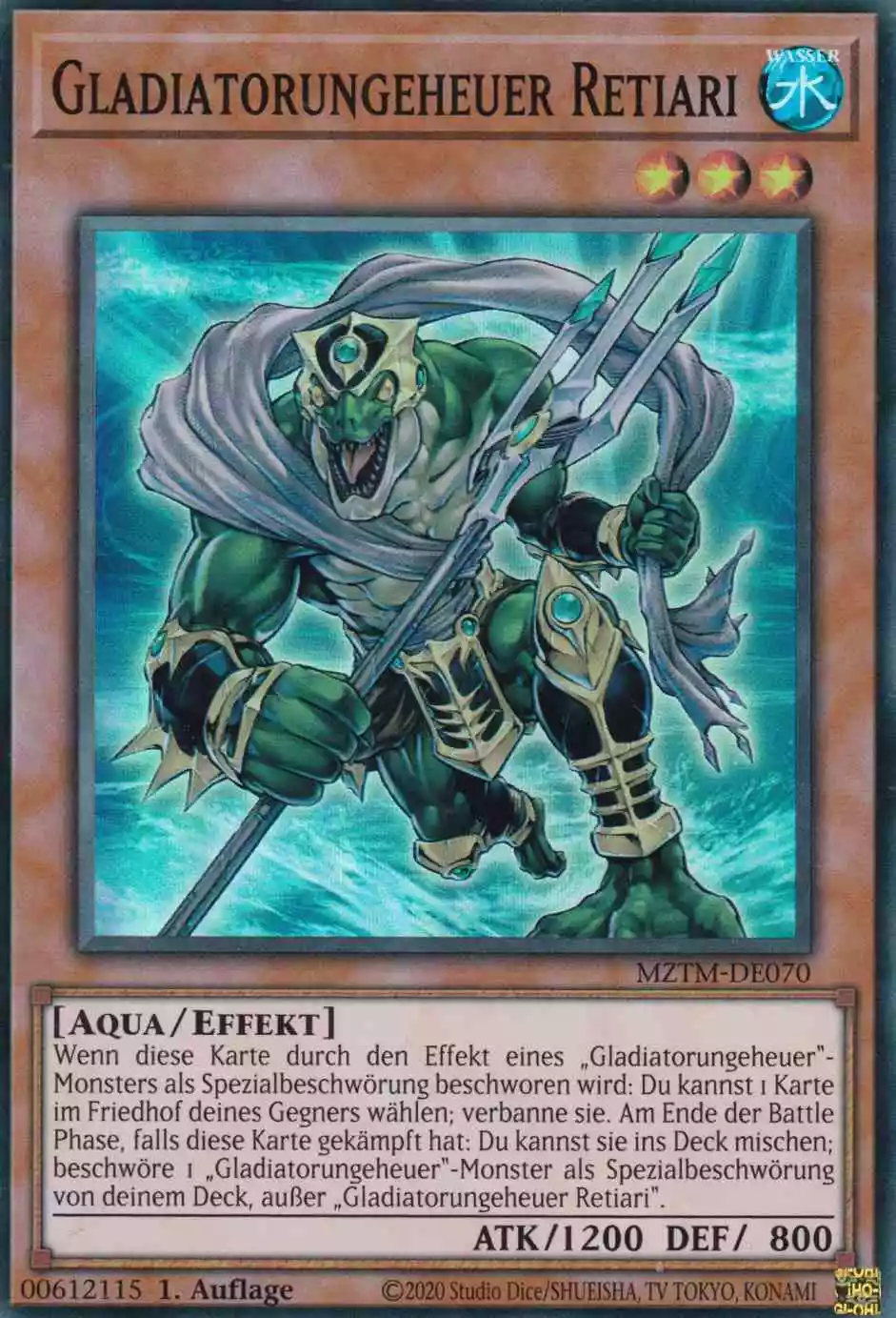 Gladiatorungeheuer Retiari MZTM-DE070 ist in Super Rare Yu-Gi-Oh Karte aus Maze of the Master 1.Auflage