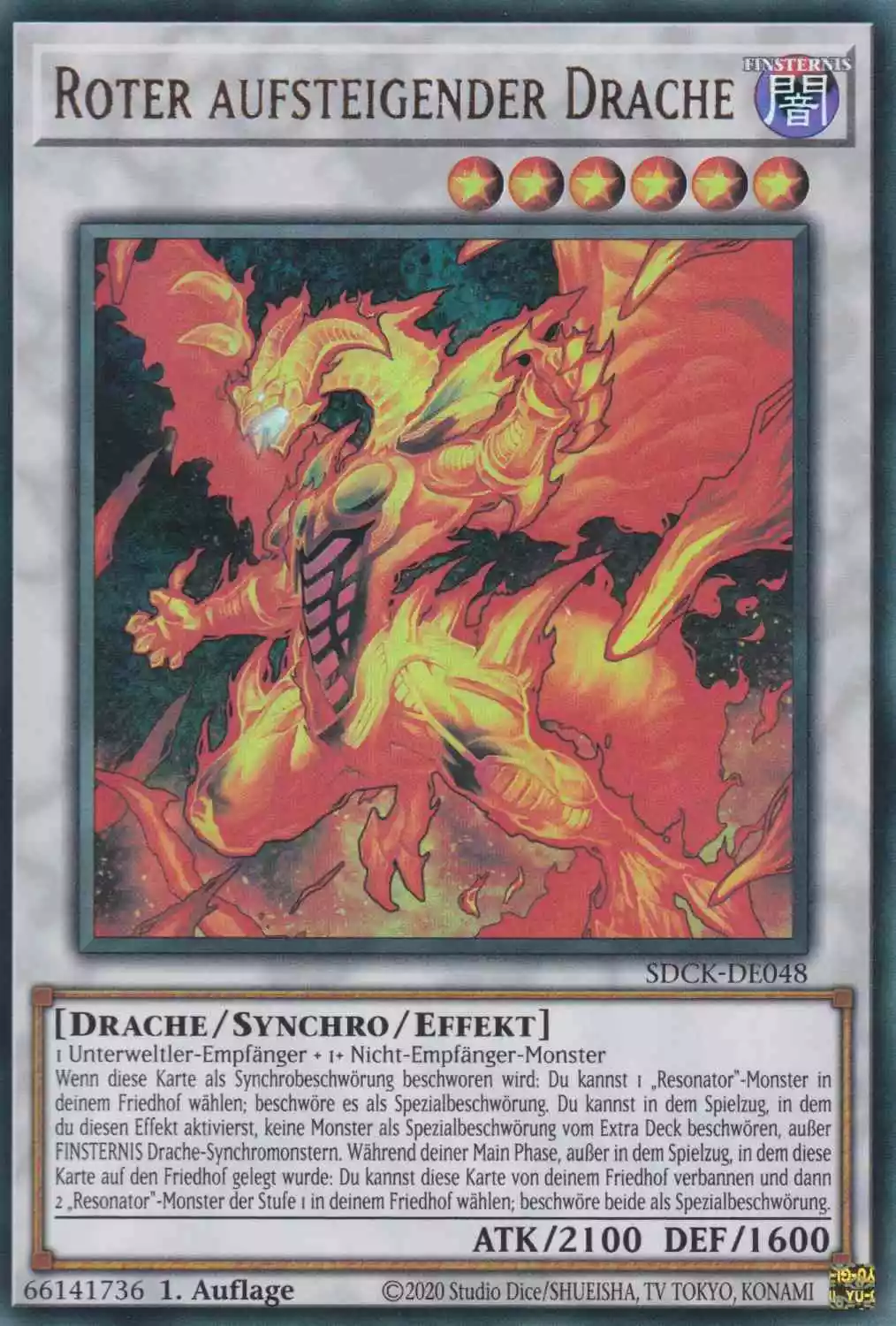 Roter aufsteigender Drache SDCK-DE048 ist in Ultra Rare Yu-Gi-Oh Karte aus The Crimson King 1.Auflage