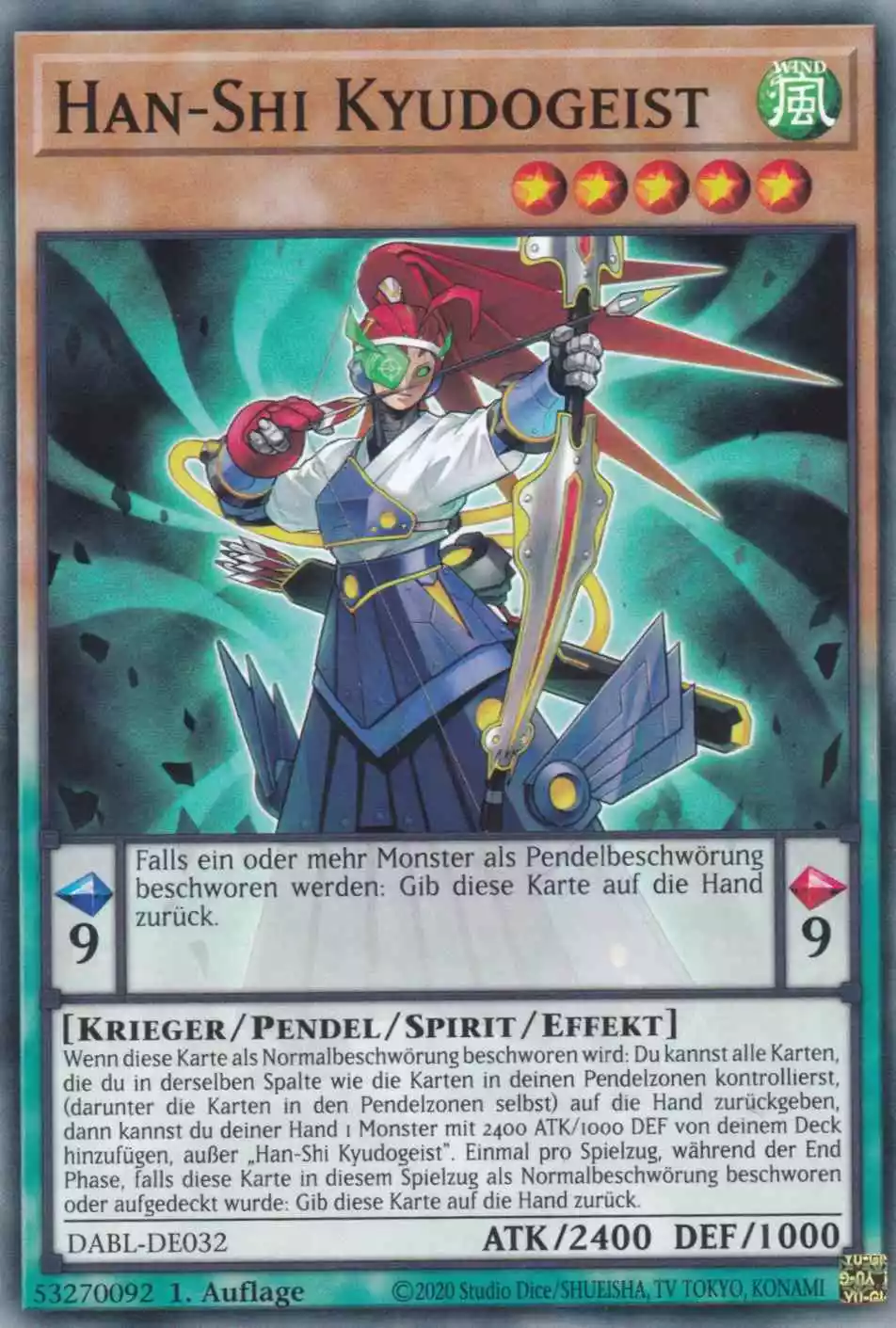 Han-Shi Kyudogeist DABL-DE032 ist in Common Yu-Gi-Oh Karte aus Darkwing Blast 1.Auflage