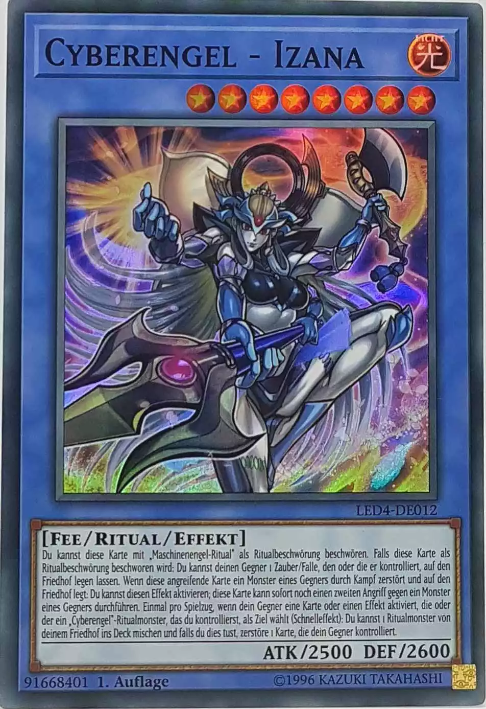 Cyberengel - Izana LED4-DE012 ist in Super Rare Yu-Gi-Oh Karte aus Legendary Duelists Sisters of the Rose 1. Auflage