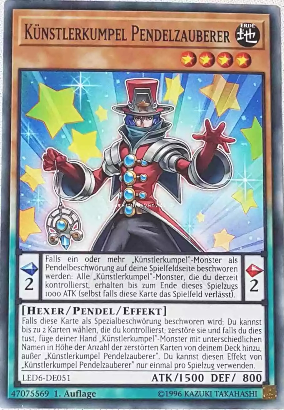 Künstlerkumpel Pendelzauberer LED6-DE051 ist in Common aus Legendary Duelists: Magical Hero 1.Auflage