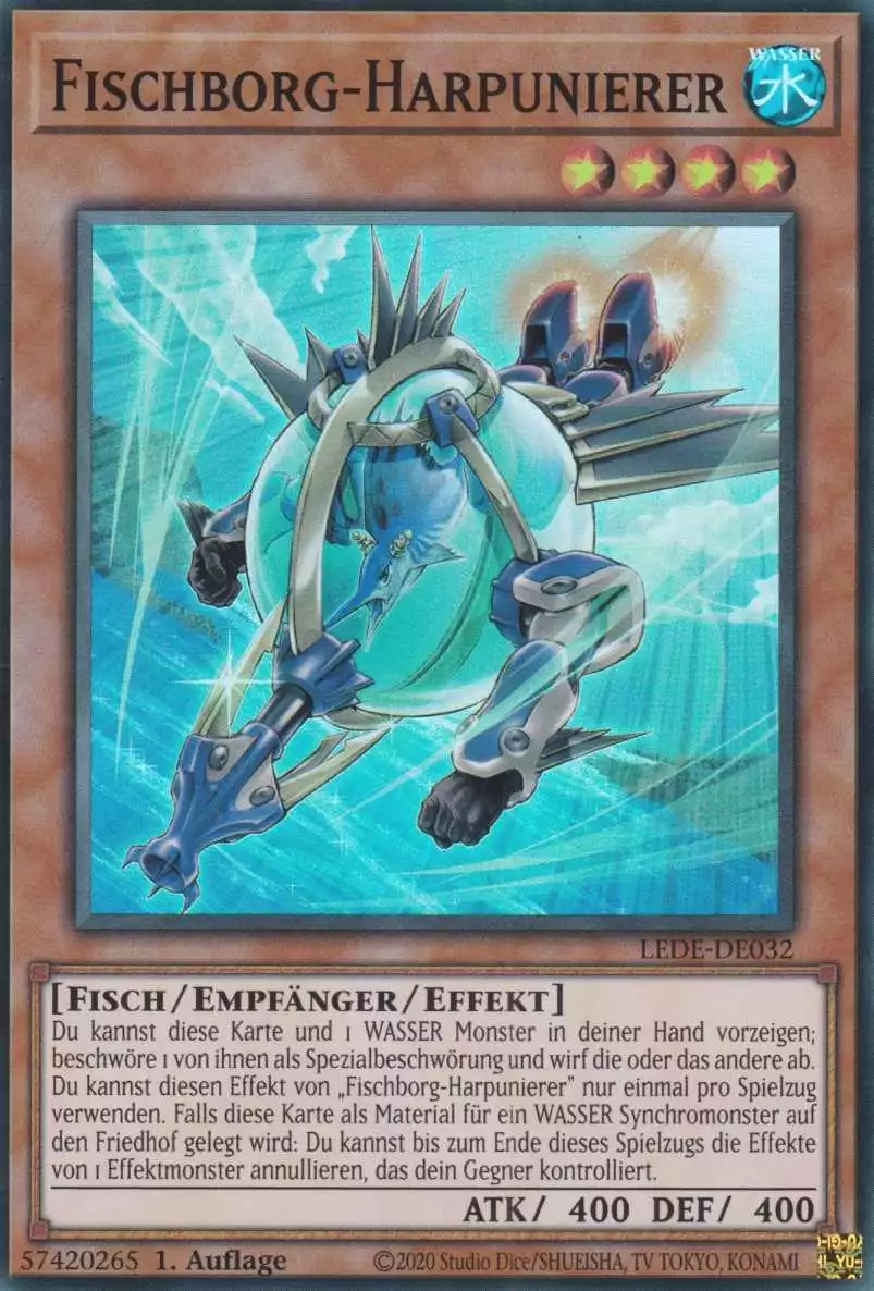 Fischborg-Harpunierer LEDE-DE032 ist in Super Rare Yu-Gi-Oh Karte aus Legacy Of Destruction 1.Auflage