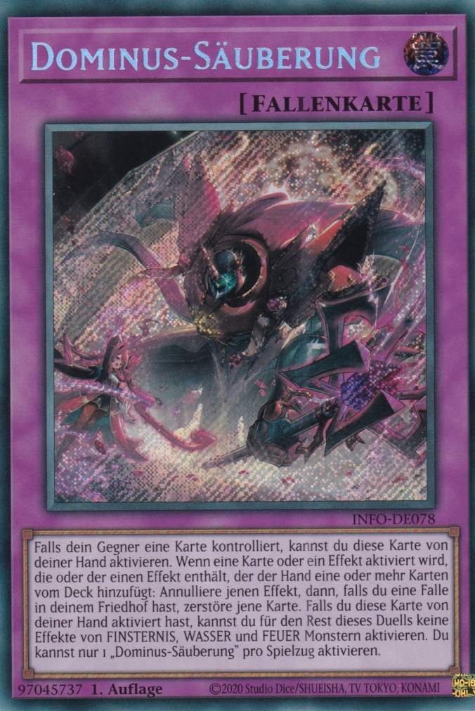 Dominus-Säuberung INFO-DE078 ist in Secret Rare Yu-Gi-Oh Karte aus The Infinite Forbidden 1.Auflage