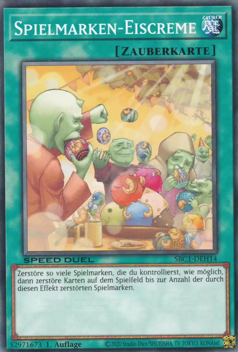 Spielmarken-Eiscreme SBC1-DEH14 ist in Common Yu-Gi-Oh Karte aus Streets of Battle City 1.Auflage