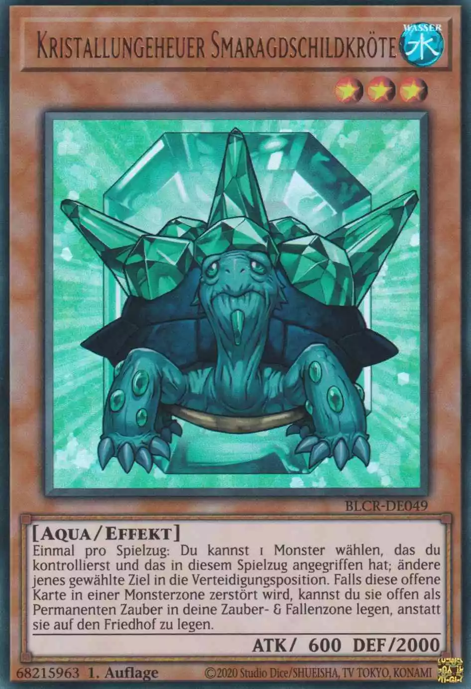 Kristallungeheuer Smaragdschildkröte BLCR-DE049 ist in Ultra Rare Yu-Gi-Oh Karte aus Battles of Legend Crystal Revenge 1.Auflage