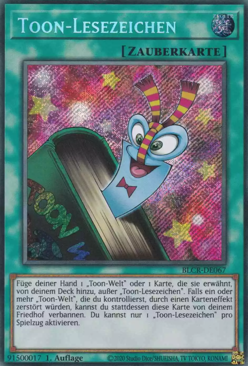 Toon-Lesezeichen BLCR-DE067 ist in Secret Rare Yu-Gi-Oh Karte aus Battles of Legend Crystal Revenge 1.Auflage