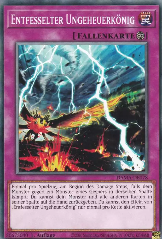 Entfesselter Ungeheuerkönig DAMA-DE078 ist in Common Yu-Gi-Oh Karte aus Dawn of Majesty 1.Auflage