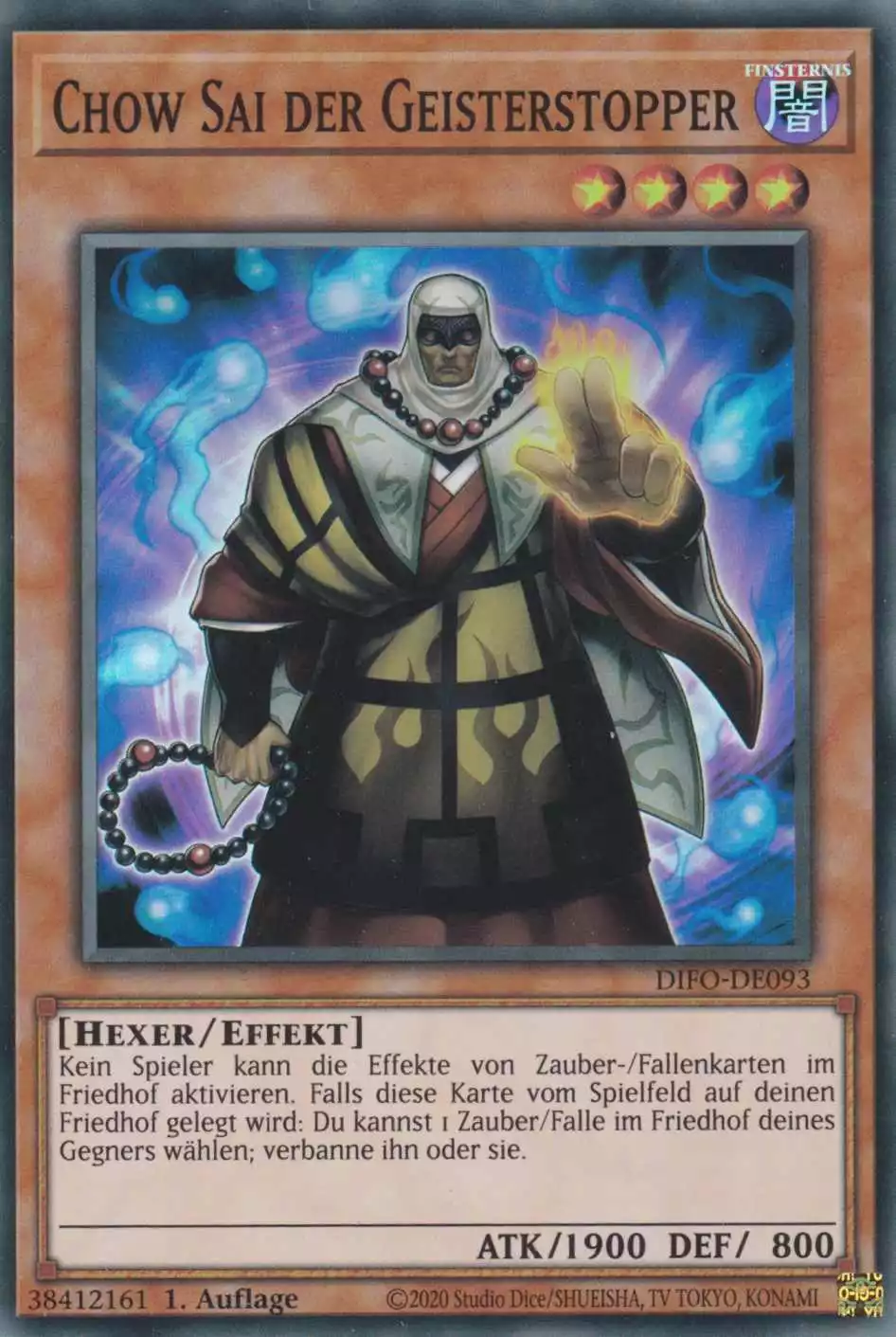 Chow Sai der Geisterstopper DIFO-DE093 ist in Super Rare Yu-Gi-Oh Karte aus Dimension Force 1.Auflage