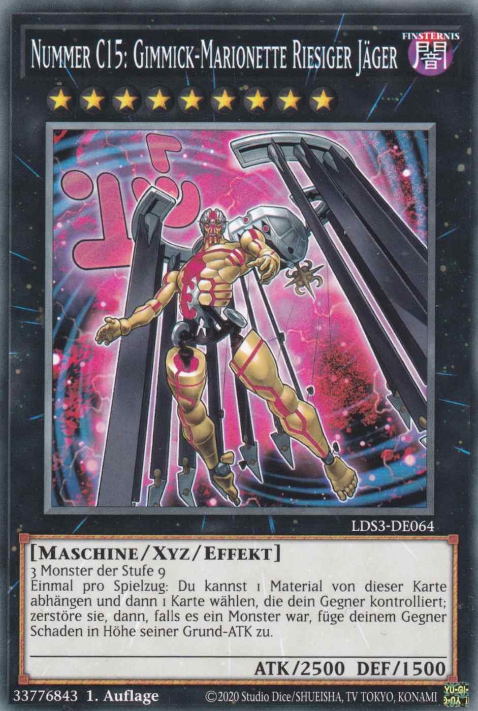 Nummer C15: Gimmick-Marionette Riesiger Jäger LDS3-DE064 ist in Common Yu-Gi-Oh Karte aus Legendary Duelists Season 3 1.Auflage