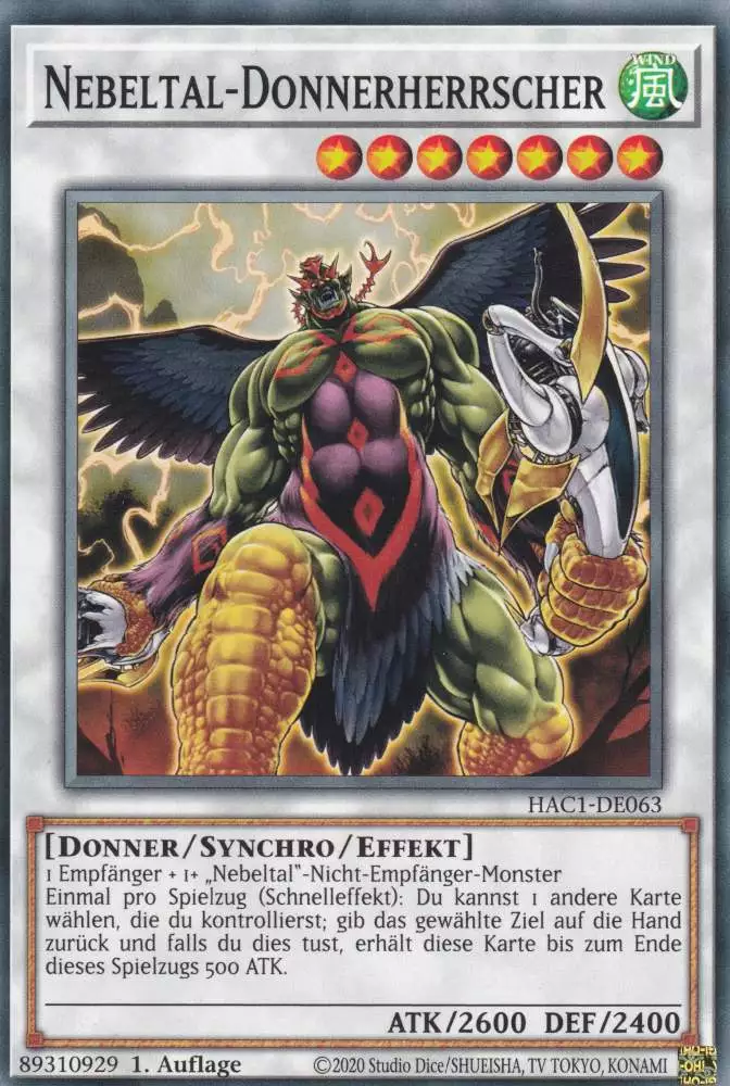 Nebeltal-Donnerherrscher HAC1-DE063 ist in Common Yu-Gi-Oh Karte aus Hidden Arsenal Chapter 1 1.Auflage