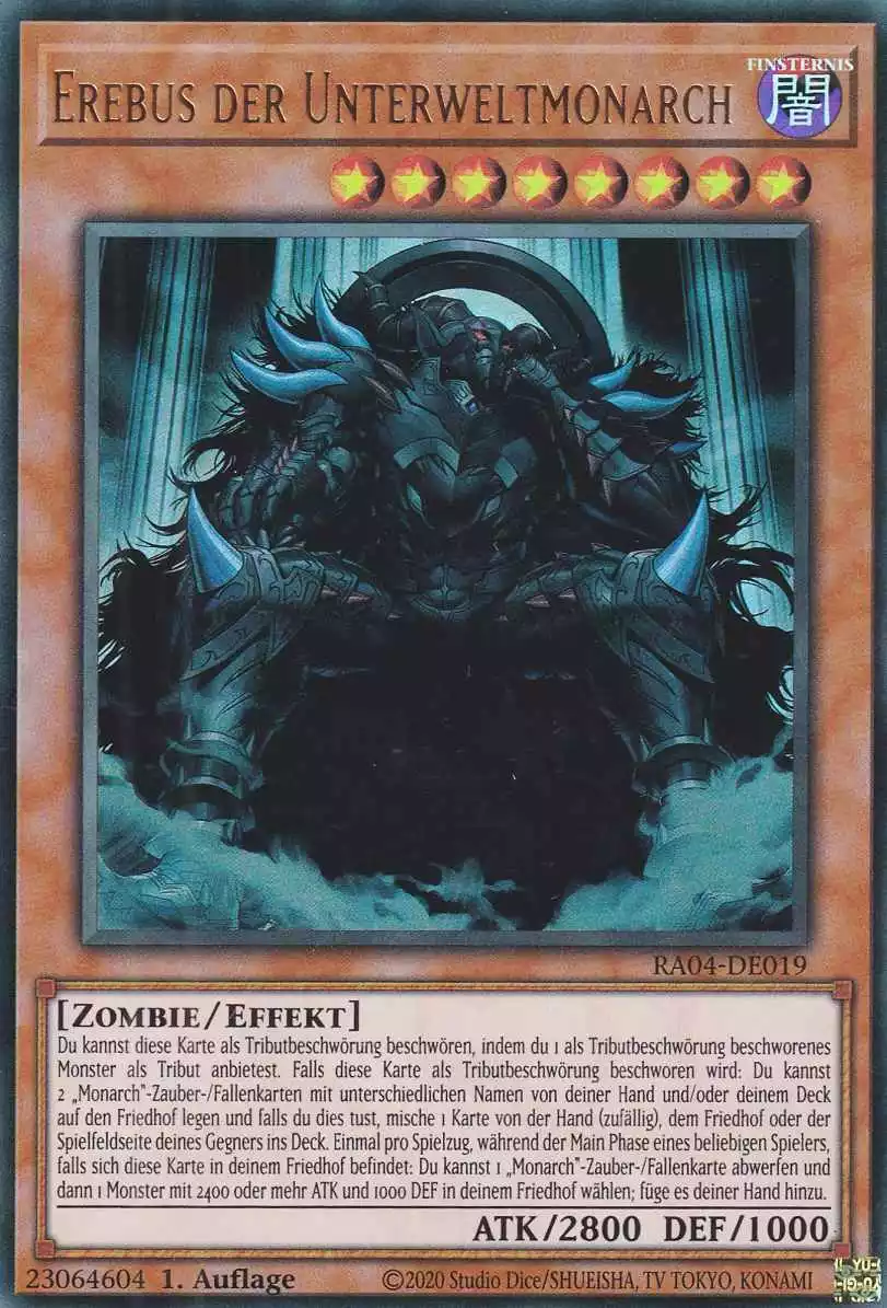 Erebus der Unterweltmonarch RA04-DE019 ist in Ultra Rare Yu-Gi-Oh Karte aus Quarter Century Stampede 1.Auflage