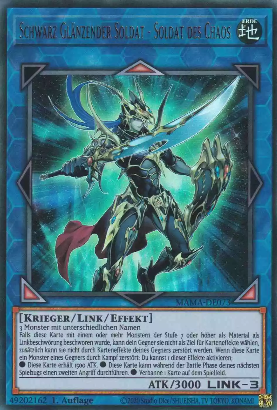 Schwarz Glänzender Soldat - Soldat des Chaos MAMA-DE073 ist in Ultra Rare Yu-Gi-Oh Karte aus Magnificent Mavens 1.Auflage