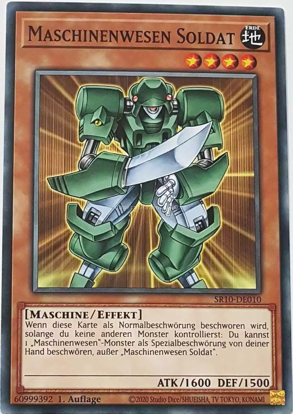 Maschinenwesen Soldat SR10-DE010 ist in Common Yu-Gi-Oh Karte aus Structure Deck: Mechanized Madness 1.Auflage