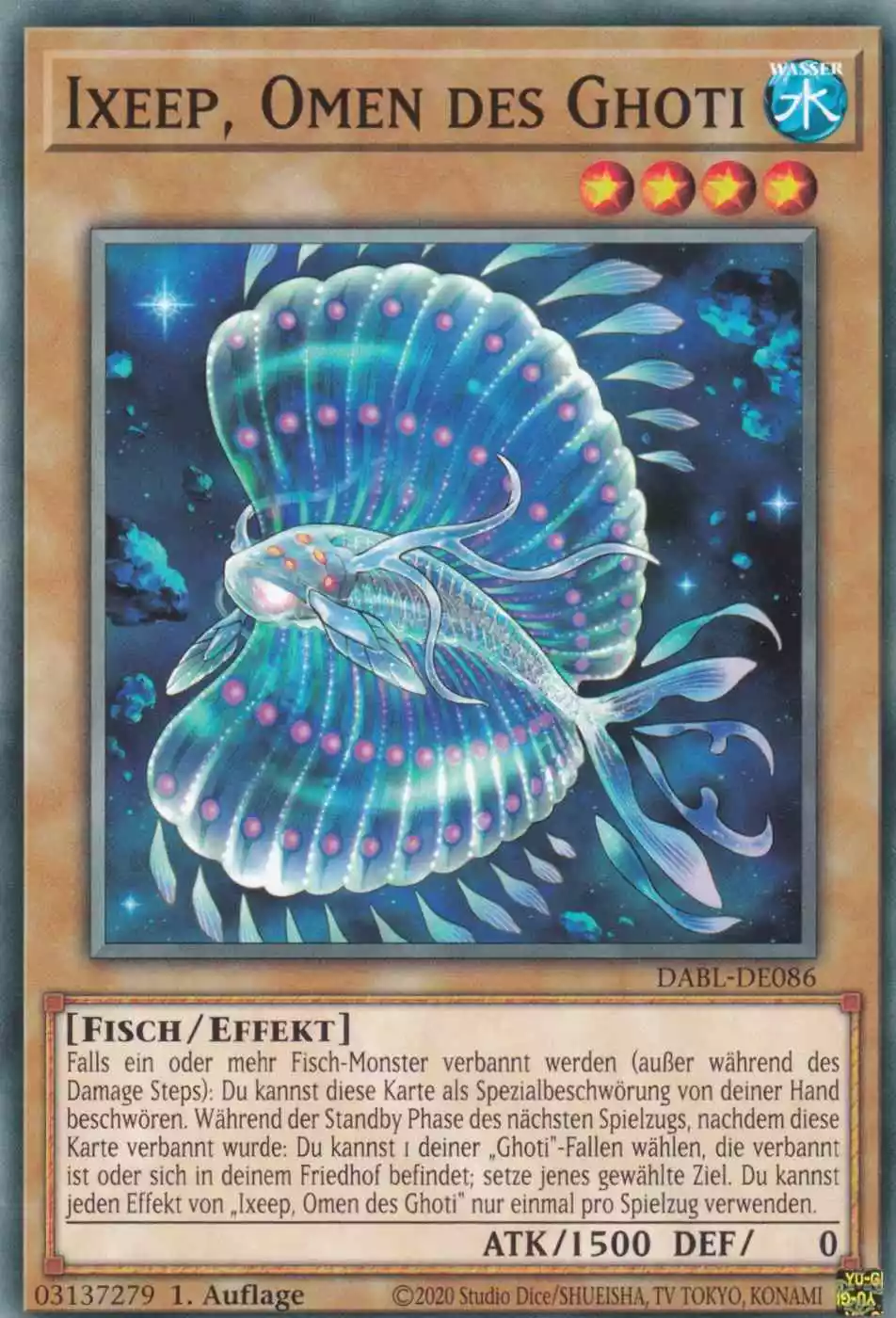 Ixeep, Omen des Ghoti DABL-DE086 ist in Common Yu-Gi-Oh Karte aus Darkwing Blast 1.Auflage