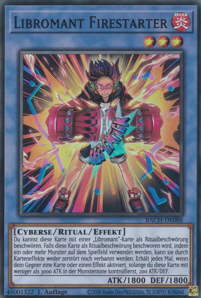 bach-de088-libromant-firestarter-super-rare-battle-of-chaos Libromant Firestarter BACH-DE088 ist in Super Rare Yu-Gi-Oh Karte aus Battle of Chaos 1.Auflage