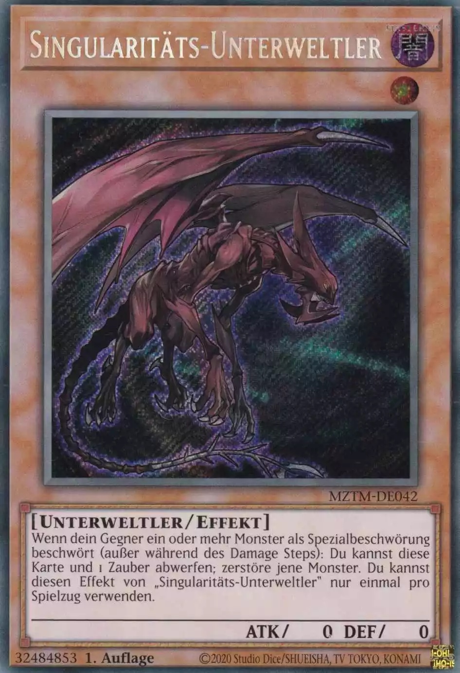 Singularitäts-Unterweltler MZTM-DE042 ist in Secret Rare Yu-Gi-Oh Karte aus Maze of the Master 1.Auflage