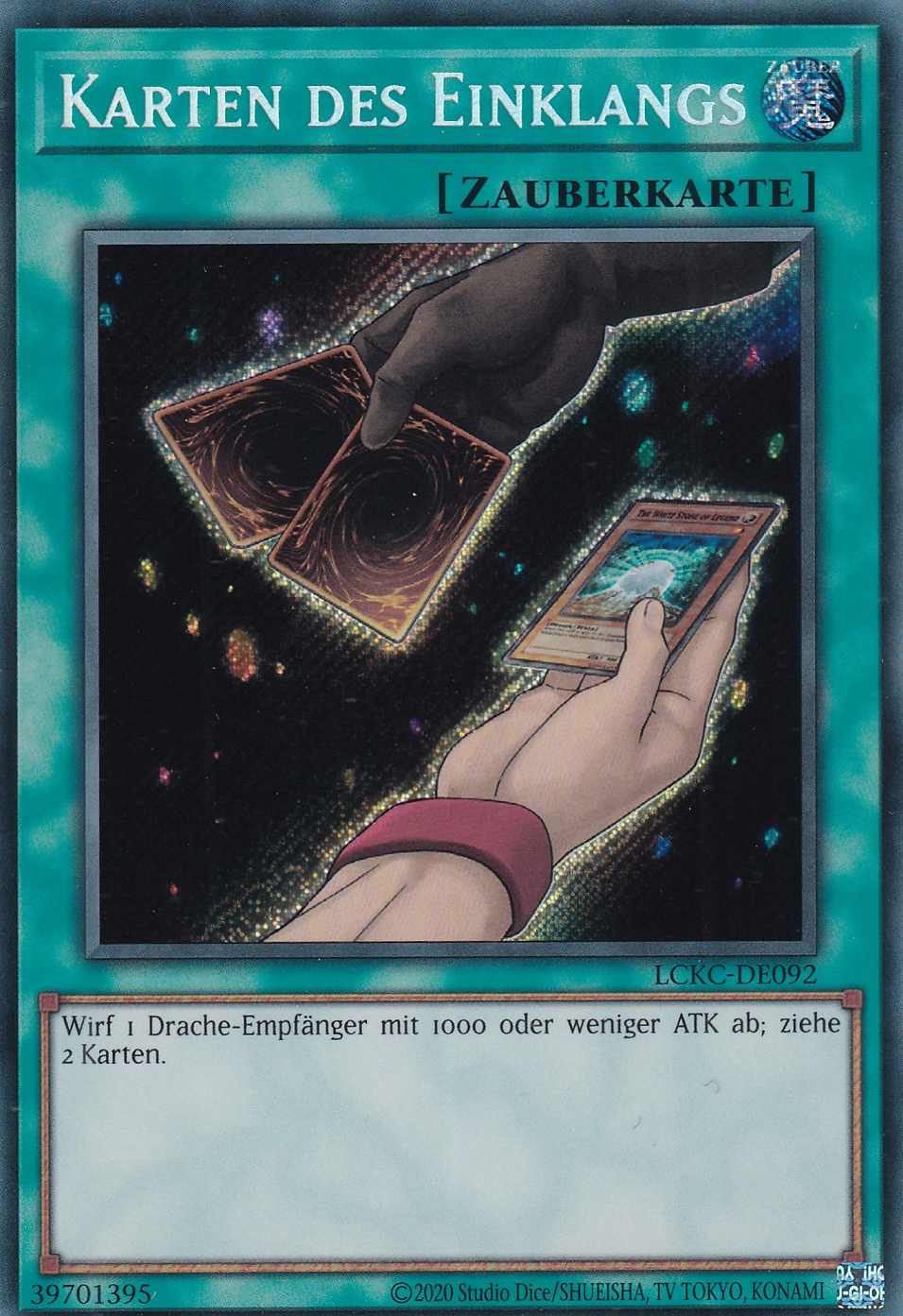 Karten des Einklangs Secret Rare LCKC-DE092 Yugioh Karte Karten des Einklangs LCKC-DE092 ist in Secret Rare Yu-Gi-Oh Karte aus Legendary Collection Kaiba unlimitiert