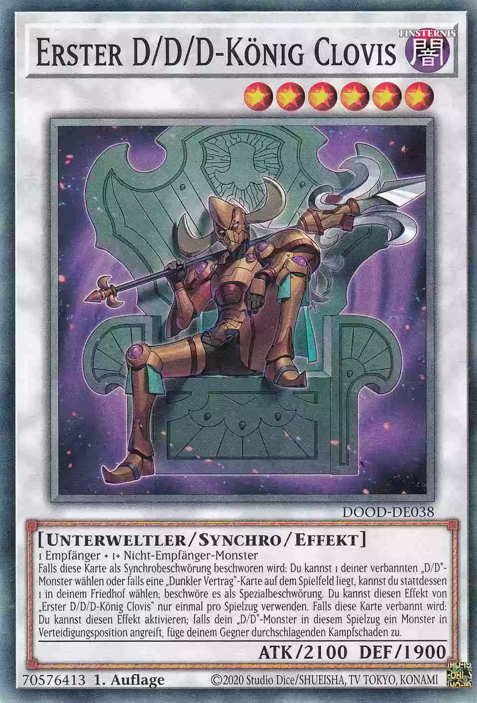 Erster D/D/D-König Clovis DOOD-DE038 ist in Common Yu-Gi-Oh Karte aus Doom of Dimensions 1.Auflage
