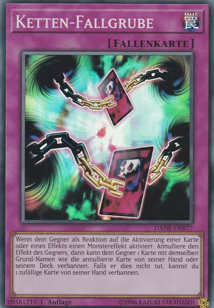 Ketten-Fallgrube DANE-DE077 ist in Super Rare Yu-Gi-Oh Karte aus Dark Neostorm 1.Auflage