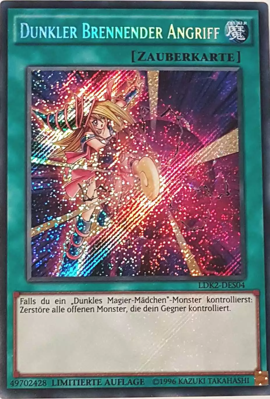 Dunkler Brennender Angriff LDK2-DES04 ist in Secret Rare Yu-Gi-Oh Karte aus Legendary Decks 2 Limitierte Auflage 