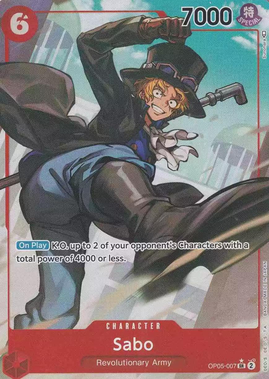 op05-007-a-sabo-super-rare-awakening-of-the-new-era Sabo OP05-007 ist in Super Rare. Die One Piece Karte ist aus Awakening of the New Era in Parallel Alternative Art.
