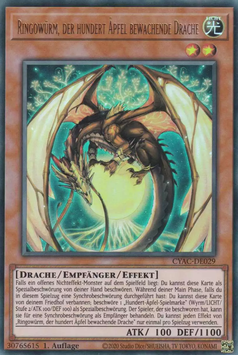 Ringowürm, der hundert Äpfel bewachende Drache CYAC-DE029 ist in Ultra Rare Yu-Gi-Oh Karte aus Cyberstorm Access 1.Auflage
