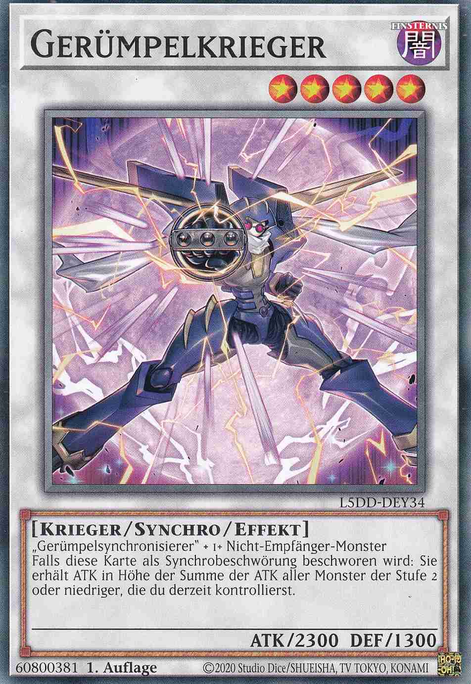 Gerümpelkrieger Common L5DD-DEY34 Yugioh Karte Gerümpelkrieger L5DD-DEY34 ist in Common Yu-Gi-Oh Karte aus Legendary 5D’s Decks 1.Auflage