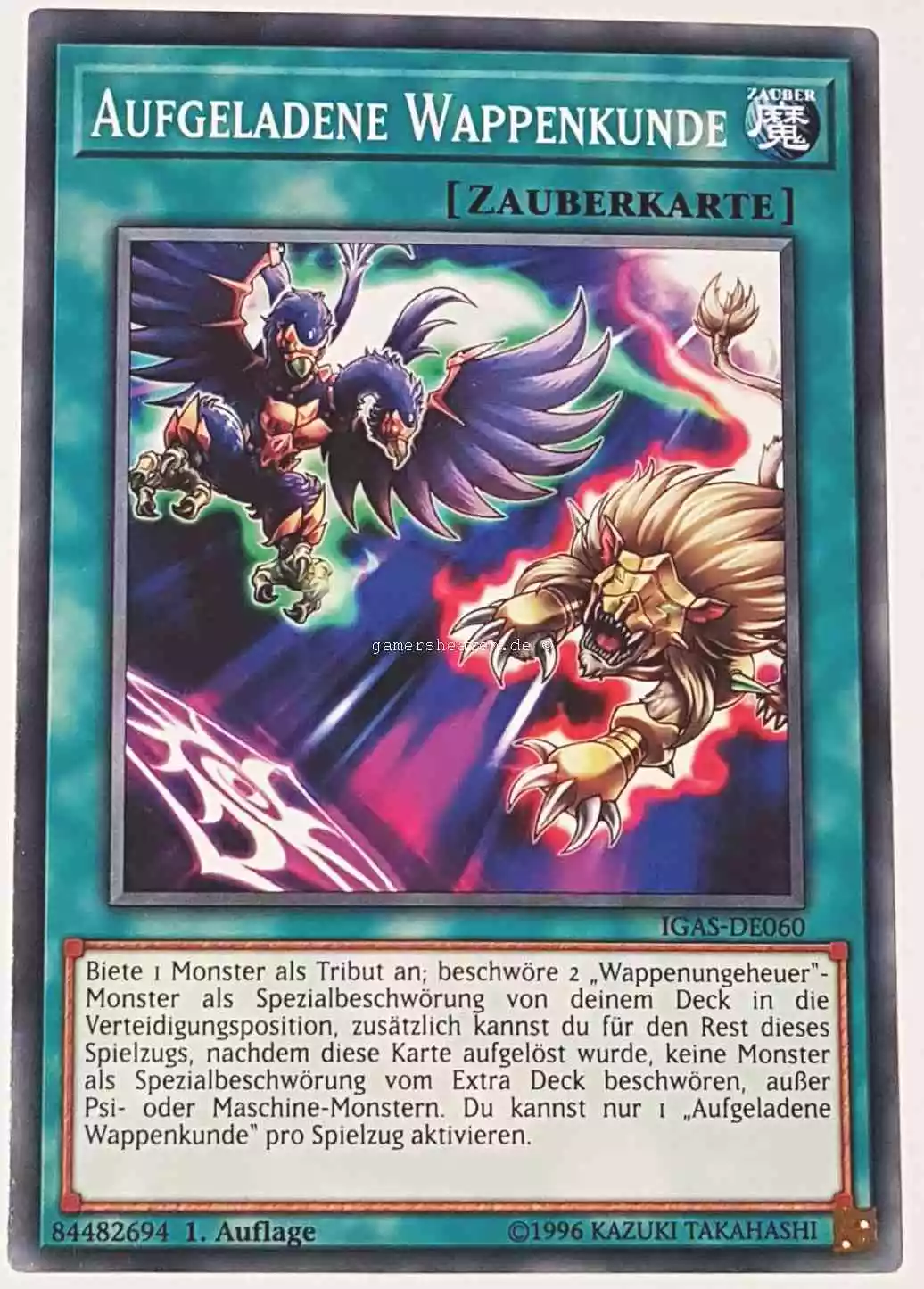 Aufgeladene Wappenkunde IGAS-DE060 ist in Common Yu-Gi-Oh Karte aus Ignition Assault 1.Auflage