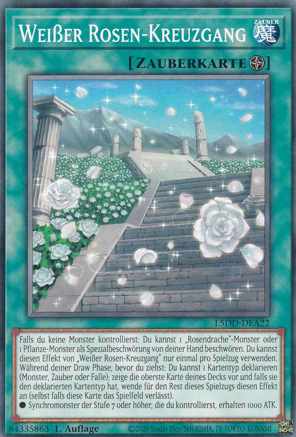 Weißer Rosen-Kreuzgang Common L5DD-DEA22 Yugioh Karte Weißer Rosen-Kreuzgang L5DD-DEA22 ist in Common Yu-Gi-Oh Karte aus Legendary 5D’s Decks 1.Auflage