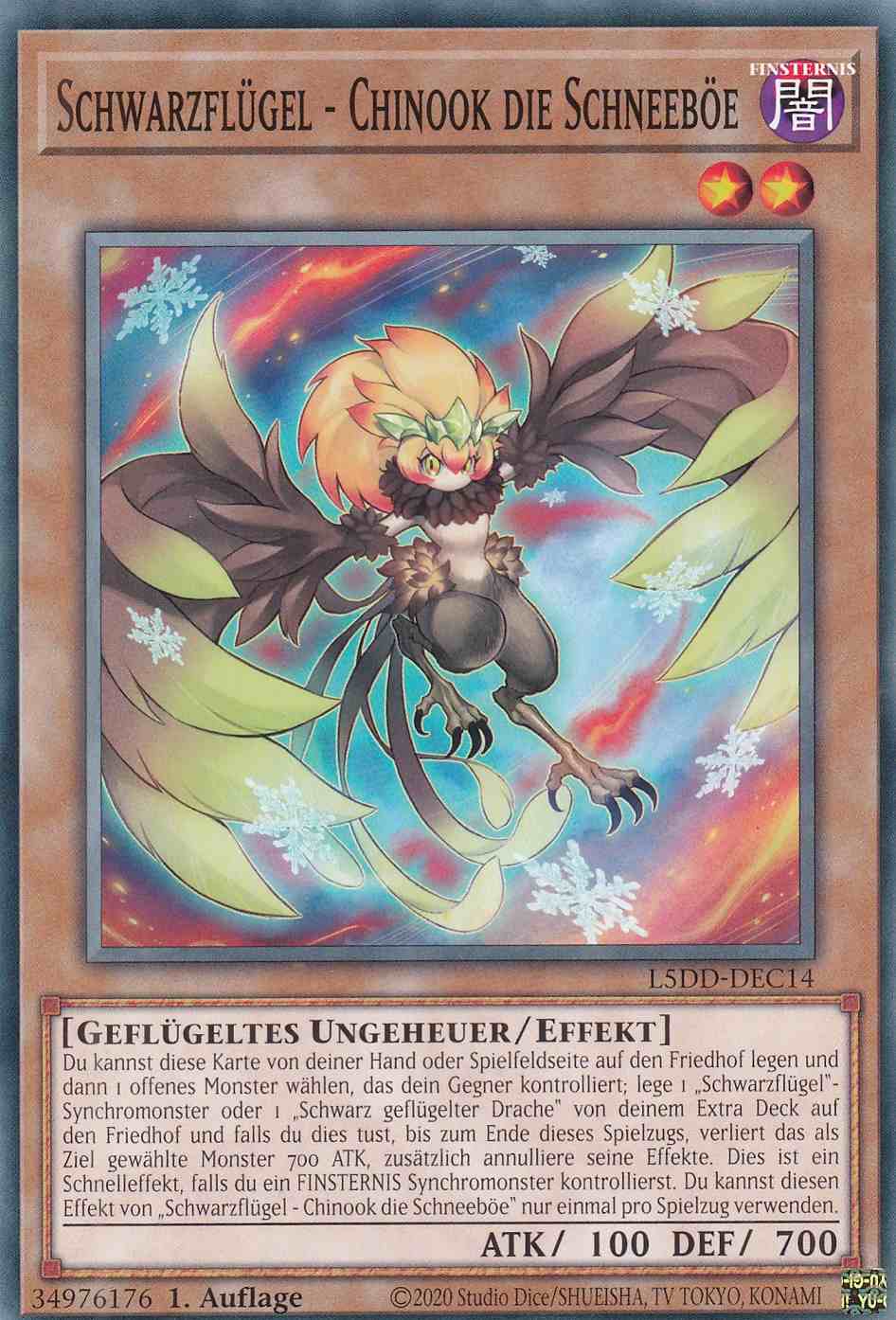 Schwarzflügel - Chinook die Schneeböe L5DD-DEC14 ist in Common Yu-Gi-Oh Karte aus Legendary 5D’s Decks 1.Auflage