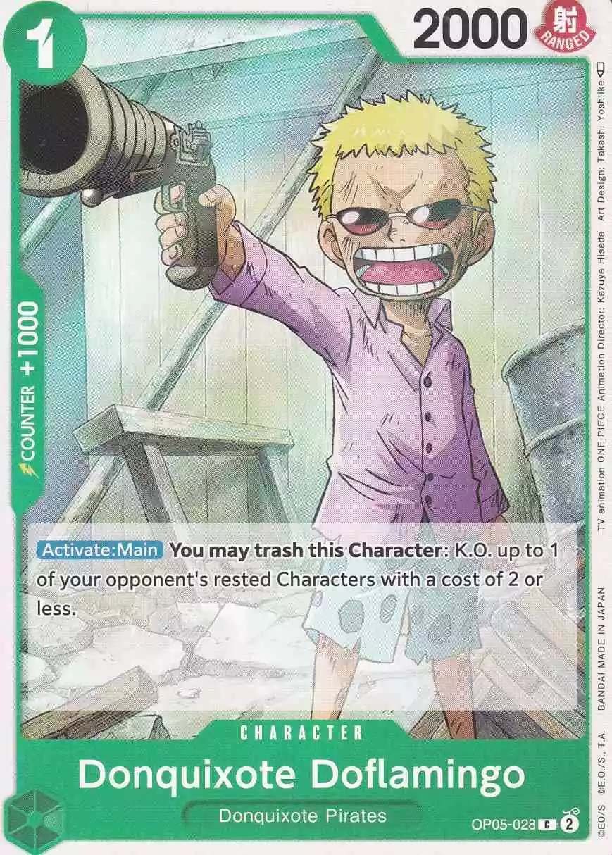 Donquixote Doflamingo OP05-028 ist in Common. Die One Piece Karte ist aus Awakening of the New Era in Normal Art.