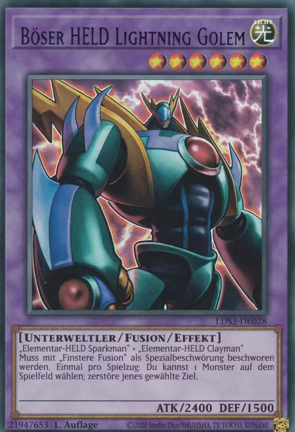 lds3-de028-b-boeser-held-lightning-golem-blau-colorful-ultra-rare-legendary-duelists-season-3 Böser HELD Lightning Golem (blau) LDS3-DE028 ist in Colorful Ultra Rare Yu-Gi-Oh Karte aus Legendary Duelists Season 3 1.Auflage