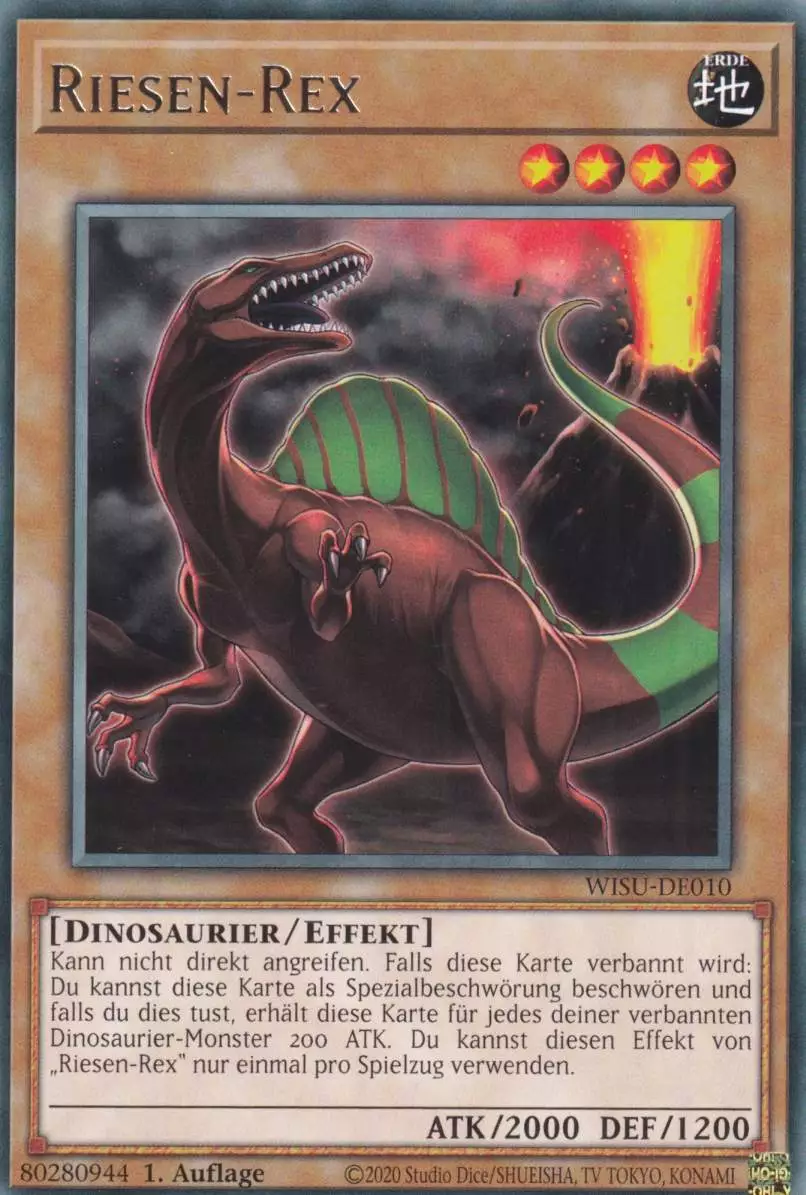 Riesen-Rex WISU-DE010 ist in Rare Yu-Gi-Oh Karte aus Wild Survivors 1.Auflage