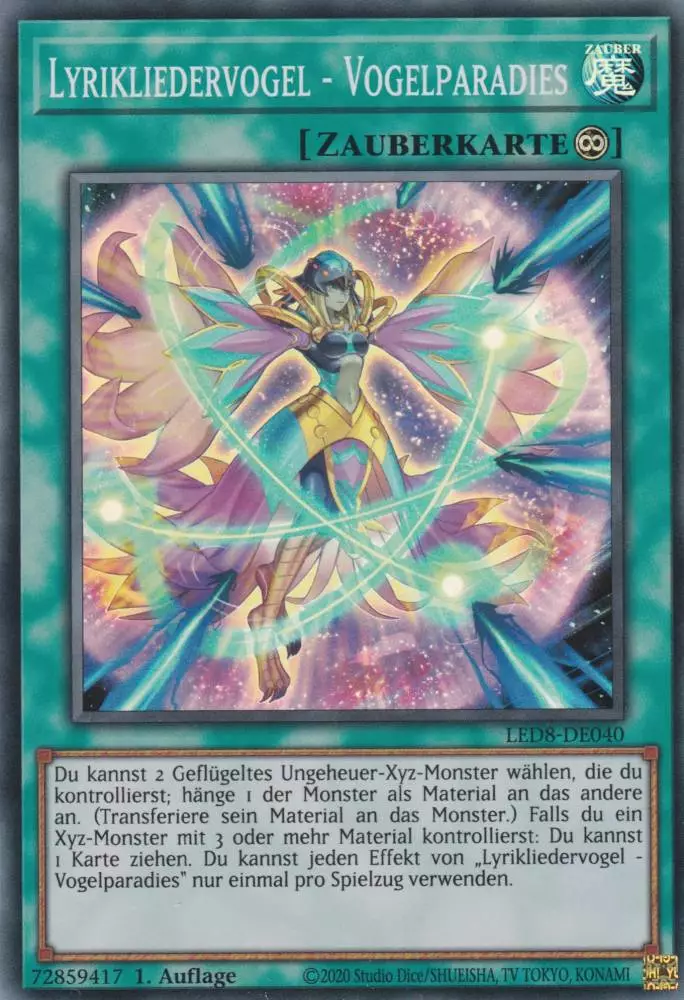 Lyrikliedervogel - Vogelparadies LED8-DE040 ist in Super Rare Yu-Gi-Oh Karte aus Legendary Duelists Synchro Storm 1.Auflage