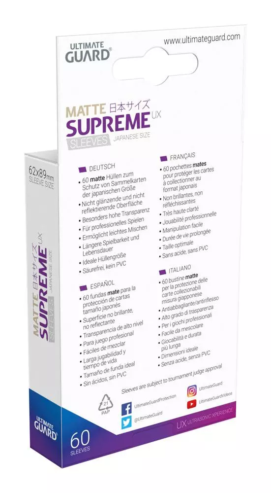 Ultimate Guard Supreme UX Kartenhüllen Japanische Größe Matt Aquamarin (60)