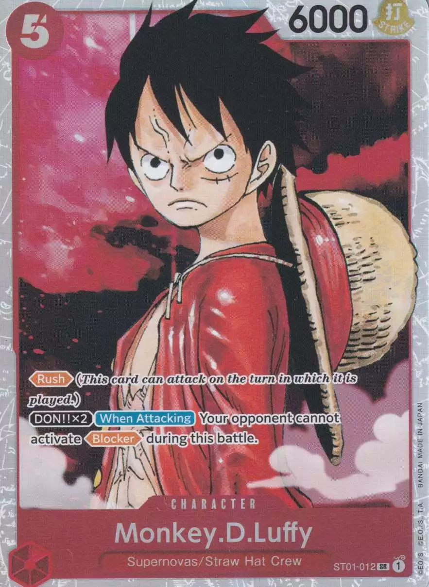 Monkey.D.Luffy ST01-012 ist in Super Rare. Die One Piece Karte ist aus Straw Hat Crew ST01 in Normal Art.