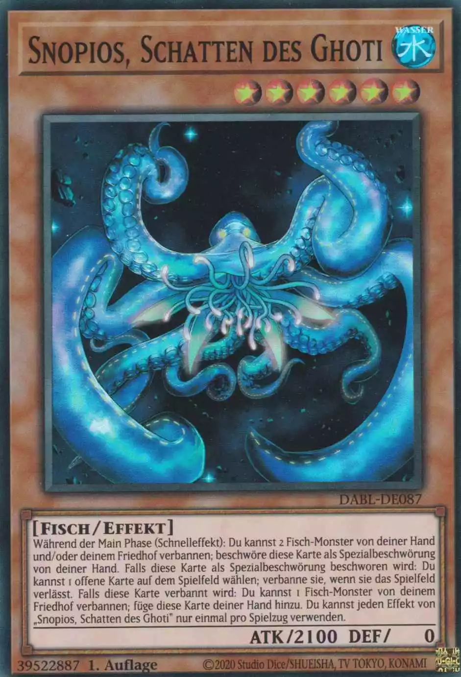 Snopios, Schatten des Ghoti DABL-DE087 ist in Super Rare Yu-Gi-Oh Karte aus Darkwing Blast 1.Auflage