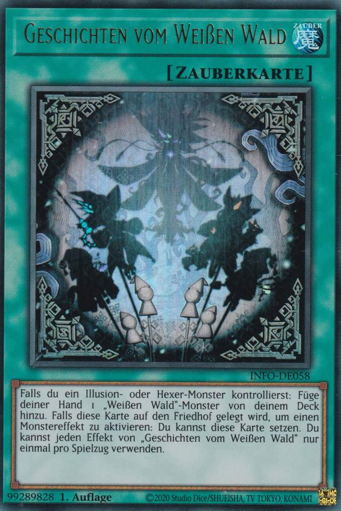 Geschichten vom Weißen Wald INFO-DE058 ist in Ultra Rare Yu-Gi-Oh Karte aus The Infinite Forbidden 1.Auflage