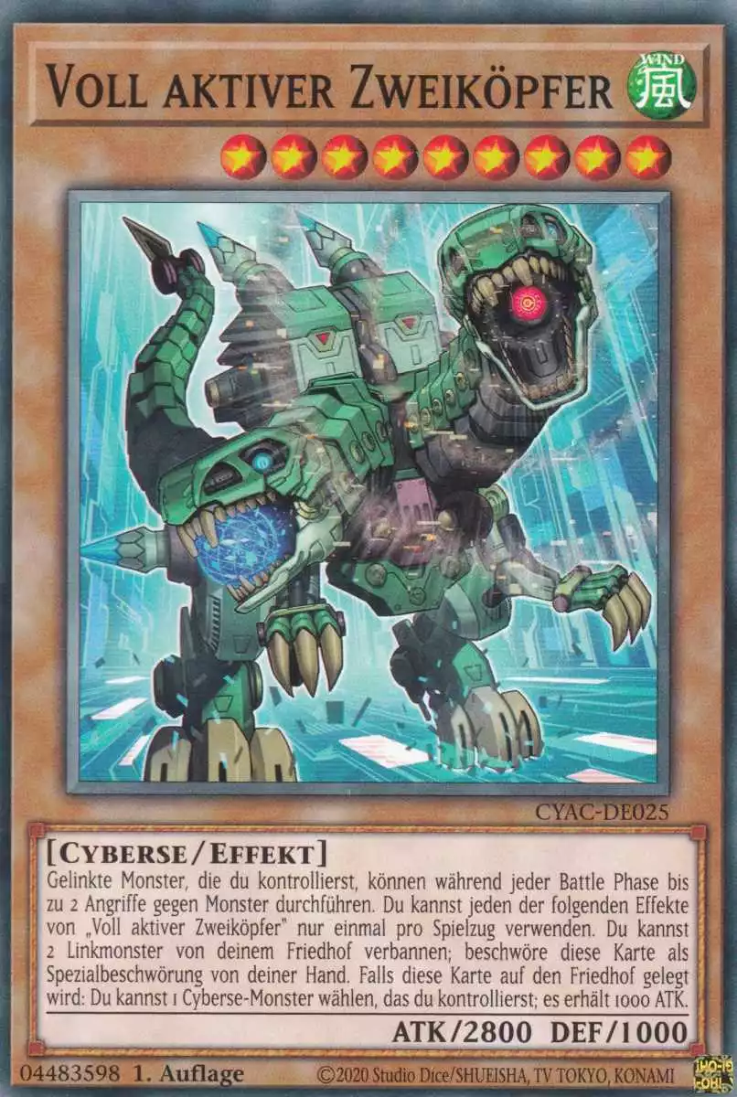 Voll aktiver Zweiköpfer CYAC-DE025 ist in Common Yu-Gi-Oh Karte aus Cyberstorm Access 1.Auflage